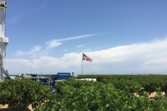 Flag flying over the equipment in California.